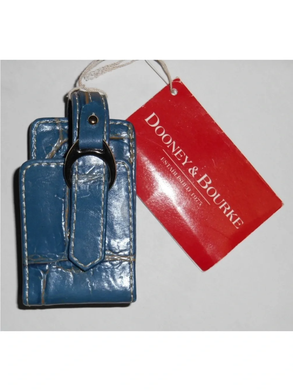 Dooney & Bourke Blue Leather Clip-On Phone Card Holder